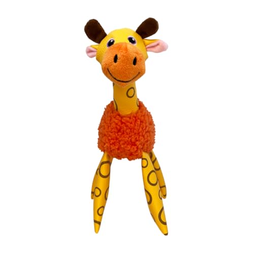KONG Floofs Shakers - Flauschiges Fleece mit Quietscher und Kunstlederbeinen - Hundespielzeug (Giraffe, Medium) von KONG