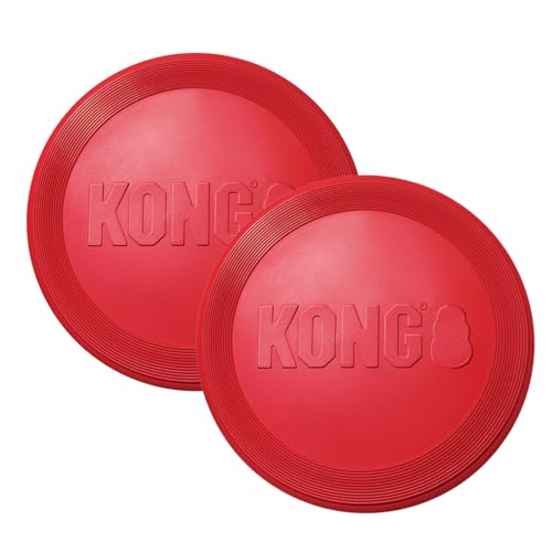 KONG Flyer Hundespielzeug mit Gummischeibe, zum Fangen, Apportieren und Spielen, Rot, groß, 2 Stück KONG Flyer Hundespielzeug mit Gummischeibe, zum Fangen, Apportieren und Spielen, Rot, groß, 2 Stück von KONG