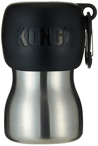 KONG H2O Wasserflasche und Futternapf, Edelstahl, 270 ml, Schwarz von KONG
