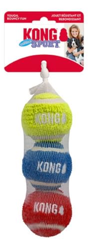 KONG Sport Softies Tennisbälle mit Sherpa-Fleece-Überzug, kein Quietschen, leises Hundespielzeug, Größe M von KONG