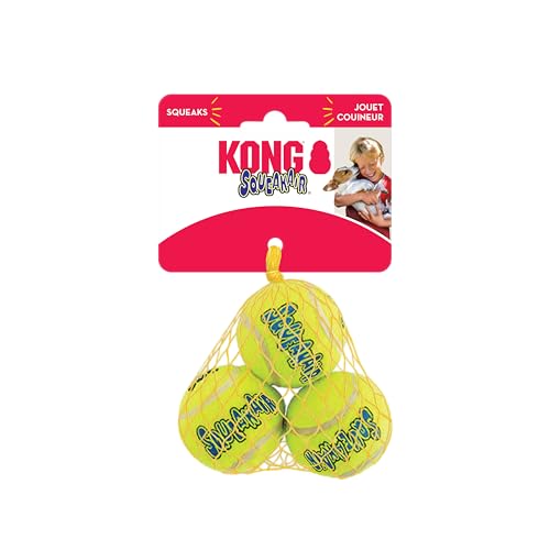KONG Squeakair Bälle – Premium Hundespielzeug, quietschende Tennisbälle für kleine Hunde – sanft zu den Zähnen (3 x 3 Pack 9 insgesamt) von KONG