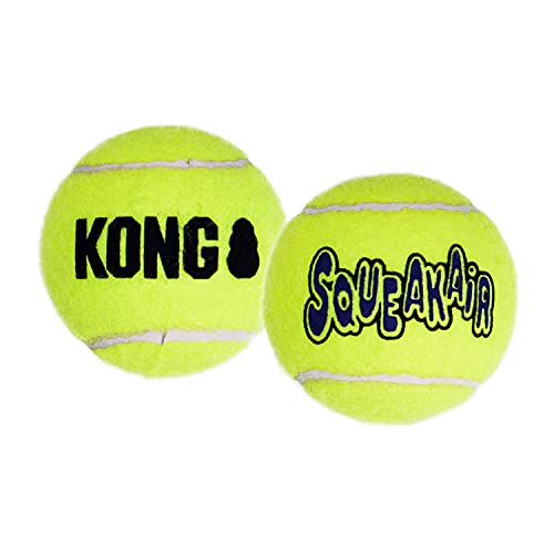 KONG – Squeakair Balls – Premium-Hundespielzeug, Quietschende Tennisbälle, Zahnschonend (3er–Pack) – Für Extra Kleine Hunde von KONG