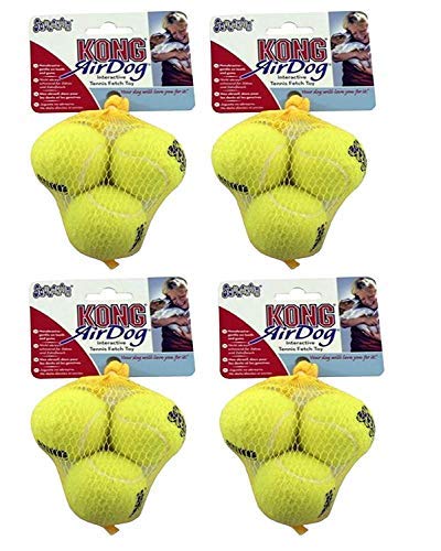 KONG Squeakair Tennisbälle, Größe XS, 4 Stück (insgesamt 12 Bälle) von KONG