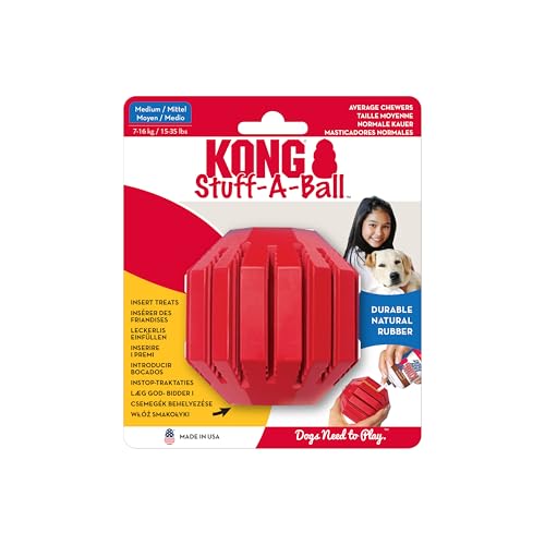 KONG Stuff-A-Ball - Langlebiges Kauspielzeug aus Gummi für Hunde - Für Zahngesundheit & Zahnreinigung - Befüllbares Spielzeug für Leckerlis & Snacks - Für Mittelgroße Hunde KONG Stuff-A-Ball - Langlebiges Kauspielzeug aus Gummi für Hunde - Für Zahngesundheit & Zahnreinigung - Befüllbares Spielzeug für Leckerlis & Snacks - Für Mittelgroße Hunde von KONG