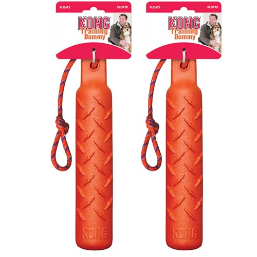 KONG Trainings-Dummy, Seil-Stoßstange, Hundespielzeug, langlebig, schwimmender Retriever zum Apportieren und Trainieren, 2 Stück (Orange, groß) von KONG