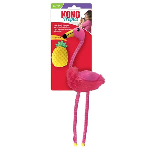 KONG Tropics Flamingo Katzenspielzeug, Flamingo und Ananas, 2 Stück von KONG