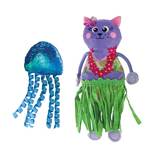 KONG Tropics Hula Katzenspielzeug (Hula Cat & Qualle), 2 Stück von KONG