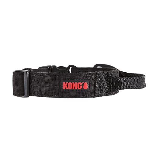KONG Ultra-strapazierfähiges, gepolstertes Hundehalsband mit Komfortgriff, Größe M, Schwarz von KONG