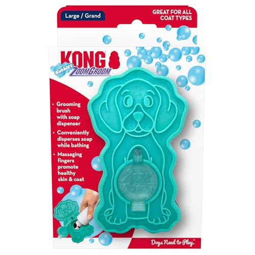 KONG ZoomGroom Bubbles Hundebürste – Seifenspender, Massage- und Gooming-Bürste für Hunde, entfernt Haarausfall, funktioniert auf allen Felltypen und -längen KONG ZoomGroom Bubbles Hundebürste – Seifenspender, Massage- und Gooming-Bürste für Hunde, entfernt Haarausfall, funktioniert auf allen Felltypen und -längen von KONG