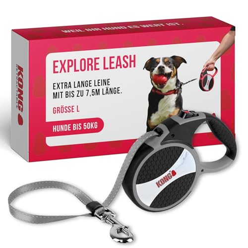 KONG Rollleine in 7,5m Länge I Für große Hunde bis 50kg I Größe L I Lange Hundeleine mit Break & Lock System in grau I Komfortable Hunde-Leine mit Softgriff & reflektierendem Gurt KONG Rollleine in 7,5m Länge I Für große Hunde bis 50kg I Größe L I Lange Hundeleine mit Break & Lock System in grau I Komfortable Hunde-Leine mit Softgriff & reflektierendem Gurt von KONG