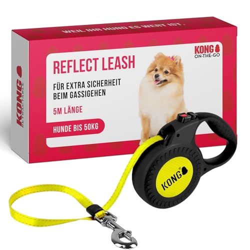 KONG ausrollbare Hundeleine in 5m Länge I Für große Hunde bis 50kg I Größe L I Hochwertige Rollleine mit Break & Lock System in gelb-schwarz I Leine mit Softgriff & hochreflektierendem Gurt KONG ausrollbare Hundeleine in 5m Länge I Für große Hunde bis 50kg I Größe L I Hochwertige Rollleine mit Break & Lock System in gelb-schwarz I Leine mit Softgriff & hochreflektierendem Gurt von KONG