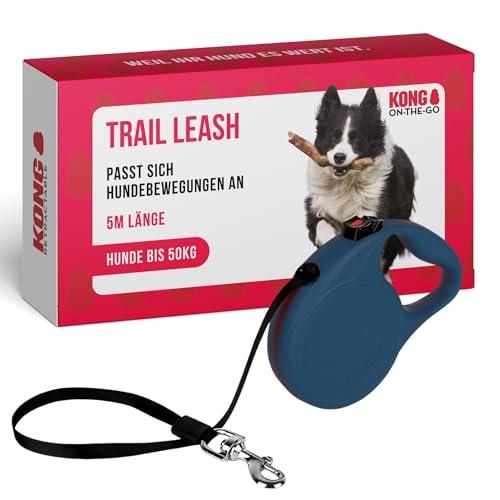 KONG ausrollbare Hundeleine in 5m Länge I Für große Hunde bis 50 kg I Größe L I hochwertige Rollleine in blau mit Break & Lock System I leichte & kompakte Führ-Leine KONG ausrollbare Hundeleine in 5m Länge I Für große Hunde bis 50 kg I Größe L I hochwertige Rollleine in blau mit Break & Lock System I leichte & kompakte Führ-Leine von KONG