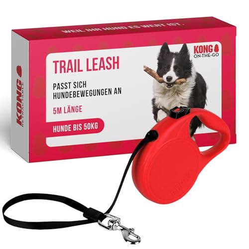 KONG ausrollbare Hundeleine in 5m Länge I Für große Hunde bis 50 kg I Größe L I hochwertige Rollleine in rot mit Break & Lock System I leichte & kompakte Führ-Leine KONG ausrollbare Hundeleine in 5m Länge I Für große Hunde bis 50 kg I Größe L I hochwertige Rollleine in rot mit Break & Lock System I leichte & kompakte Führ-Leine von KONG