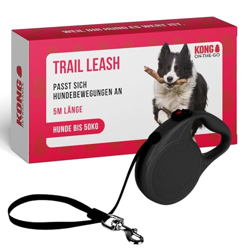 KONG ausrollbare Hundeleine in 5m Länge I Für große Hunde bis 50 kg I Größe L I hochwertige Rollleine in schwarz mit Break & Lock System I leichte & kompakte Führ-Leine KONG ausrollbare Hundeleine in 5m Länge I Für große Hunde bis 50 kg I Größe L I hochwertige Rollleine in schwarz mit Break & Lock System I leichte & kompakte Führ-Leine von KONG