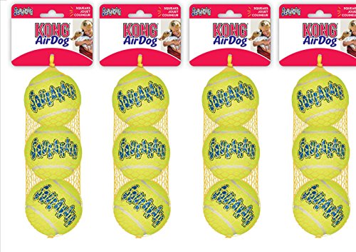 Kong AirDog Quietschspielzeug/Tennisball für Hunde, Standardgröße, 12Stück von KONG