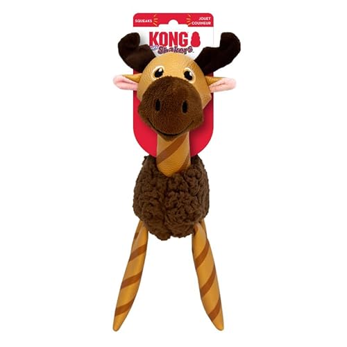 Kong Floofs Shakers - Flauschiges Fleece mit Quietscher und Kunstlederbeinen - Hundespielzeug (Moose, Medium) von KONG