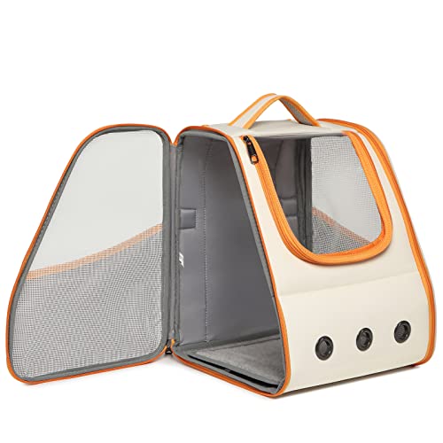 Haustier Hunde Katzen Rucksack mit Netzfenster Haustiere Reisen Atmungsaktive Rucksack Tragbar Transportrucksack Transporttasche für Haustiere Reisen bis zu 5,9 kg(Beige) Haustier Hunde Katzen Rucksack mit Netzfenster Haustiere Reisen Atmungsaktive Rucksack Tragbar Transportrucksack Transporttasche für Haustiere Reisen bis zu 5,9 kg(Beige) von KONO