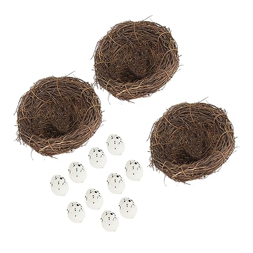 KONTONTY 1 Satz Simulationsornamente Vogelnest Wohnkultur Szene Spielzeuge Hochzeitsdeko Künstlicher Nestschmuck Vogel-Ei- Ostervögel Nisten Hölzern von KONTONTY