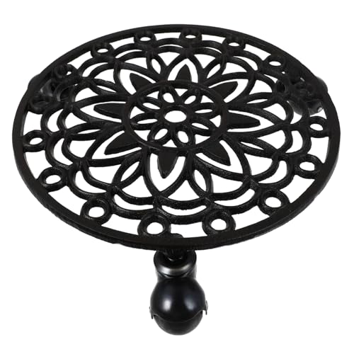 KONTONTY 1 Stück Beweglicher Blumentopf Regal pflanztablett pflanzenroller Pflanzen im Freien Untertasse beweglicher Ständer Bodenschale für Blumentöpfe herausnehmbare Tabletts Eisen Black von KONTONTY