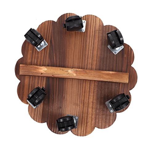 KONTONTY 1 Stück Blumenteller Basis Blumentopfhalter Tablett Stand Blumentopf mit Rädern Blumentablett Pflanzschale mit Bremse Pflanztöpfe Halter Tablett Pflanzenkabine hölzern Coffee von KONTONTY
