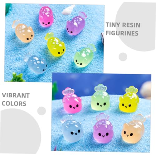 KONTONTY 12 Stück Teiliges Leuchtendes Meeres Tierfiguren Bunte Miniatur Harzornamente Nachtaktive DIY Aquarium Deko Süße Motive für Fischbecken Kreative Gestaltung von KONTONTY