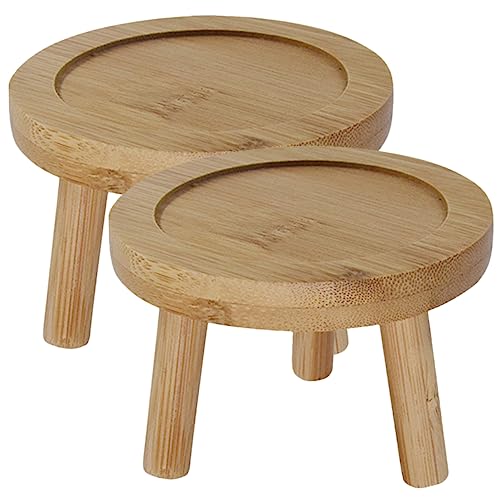 KONTONTY 2 Stück Basis für Blumentöpfe drinnen Pot Riser Steigleitung klein Tablett pflanzenuntersetzer blumentöpfe Set saftiger -Topf-Untersetzer Untersetzer für Blumentöpfe Bambus von KONTONTY