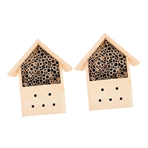 KONTONTY 2 Stück Gartenbedarf Honigbiene Im Freien Mauerbienen Hängender Außenhütte Nest Bienenstock Aus Holz Bienenhaus Aus Holz Bienengeschenke Für Bienenliebhaber Hölzern von KONTONTY