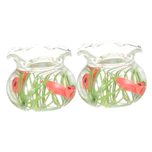 KONTONTY 2 Stück Mini Goldfischglas Miniatur-Szenendekor Miniatur-Aquarium Mini-Aquarium- Tank Home Decor wohnungseinrichtung bastelzeug Miniatur-Zubehör Aquarium mit Fischmodell von KONTONTY