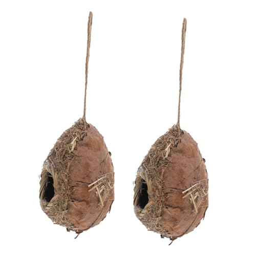 KONTONTY 2 Stück Simuliertes Vogelnest Nester Stroh Verschachtelung hängend Aus Türdekoration vogelhaus Birds Garden Decor gartenzubehör birdm Vogelhütte für Baum für Vogel Gras Coffee von KONTONTY