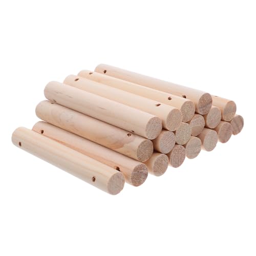 KONTONTY 26 Stück Teiliges Holzstäbe mit Löchern Naturbelassene Rundhölzer als DIY Vogelkäfig Leiter Sprossen Kletterspielzeug und Kauknochen für Wellensittich Papagei und Kleintiere von KONTONTY