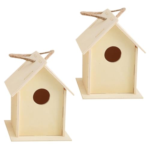 KONTONTY 2St Vogelnest aus Holz bemalbares vogelhaus Lernspielzeug für Kinder Holzpuzzle DIY Vogelhaus unvollendetes Vogelhaus solides Vogelhaus hölzern das Vogelnest Ornamente Pappel von KONTONTY