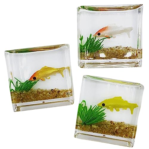 KONTONTY 3 Stück Koi-Aquarium small Favors kleinigkeiten Desk Decoration Desktop Dekoration mikrolandschaft künstlich Tank Fisch Miniaturspielzeug Mini-Aquarium- Plastik von KONTONTY