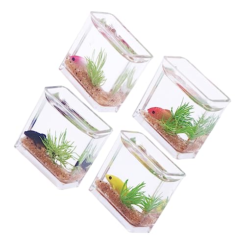 KONTONTY 4 Stück Miniatur Fischbowl Dekorationen Resin Aquarien Modelle für Kleine Häuser Realistische Miniatur Deko für Heim und Garten Detailgetreu und Charmant von KONTONTY