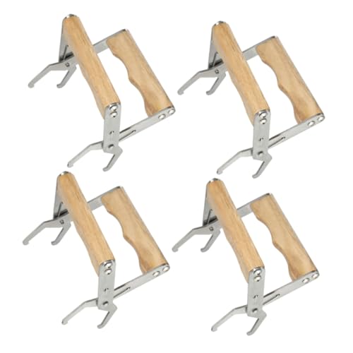 KONTONTY 4 Stück Teiliges Imker-rahmengreifer Edelstahl mit Ergonomischem Holzgriff Kompatibel für Standard-bienenstöcke Langlebig Sicherer Halt und Schonende Rahmenhandhabung Beim von KONTONTY