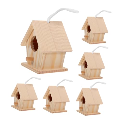 KONTONTY Mini Vogelhaus Deko Aus Holz Für Außenbereich Garten Und Innenhof-Dekoration Künstliches Vogelnest-Ornament KONTONTY Mini Vogelhaus Deko Aus Holz Für Außenbereich Garten Und Innenhof-Dekoration Künstliches Vogelnest-Ornament von KONTONTY