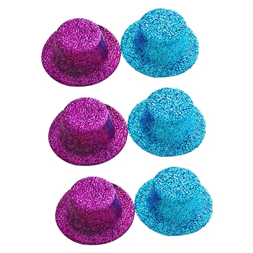 KONTONTY 6 Stück Bunte Glitzer Mini Party Hüte für Puppen DIY Dekoration Kleine Top Hats für Haustierkostüme Handgemachte Bastelaccessoires Festliche Hüte für Tierfiguren von KONTONTY