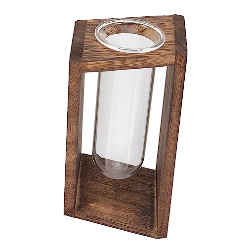 KONTONTY Glasvase Pflanzen klein saftig wachsend Dekoration Gestell vase Vintage pflanzgefäße unikal vase Buch glasgefäß Blumenvase aus Glas Wandgarten drinnen Ausbreitung Vase Holz Coffee von KONTONTY