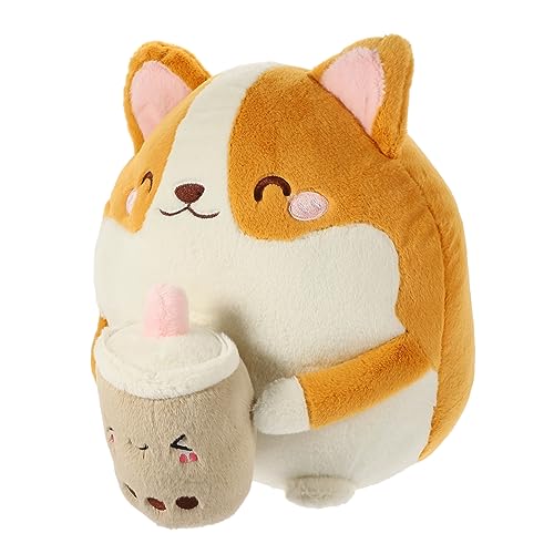 KONTONTY Kuscheliges Plüschtier Hund aus Weichem Baumwollstoff Niedliches Corgi Milchtee Design Perfektes für Mädchen zum und Schlafen Plüschiges Hundespielzeug KONTONTY Kuscheliges Plüschtier Hund aus Weichem Baumwollstoff Niedliches Corgi Milchtee Design Perfektes für Mädchen zum und Schlafen Plüschiges Hundespielzeug von KONTONTY