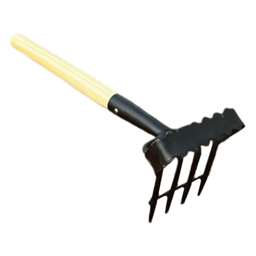 KONTONTY Landschaft Rechen agritox gartenwerkzeuge dig gartenkultivator gartenharke außen Kamm Pinne Grubber Handbuch Gartenrechen, Mini-Rechen Kleiner Rechen mit Stiel Holz Colorful von KONTONTY
