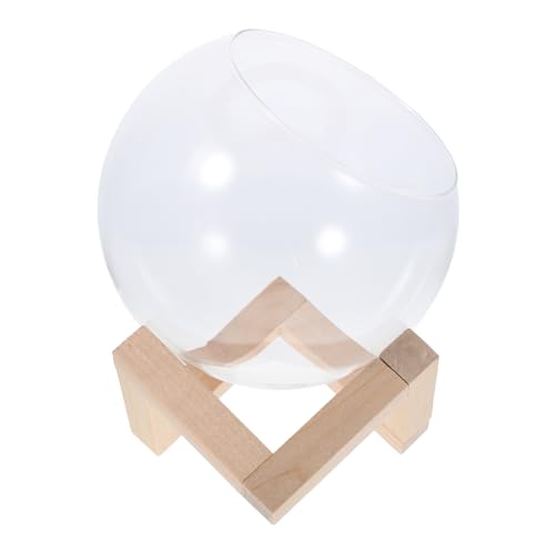 KONTONTY Pflanzenterrarium Hamsterbad Glaskuppel für Pflanzen Bonsai-Zubehör Pflanzen -Terrarium -Kit Hamster Sandbadbehälter Glassockel für Pflanzen Bonsai Pot Glasglocke Holz Transparent von KONTONTY