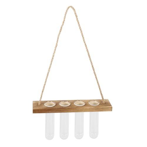 KONTONTY Reagenzglas Glas Vase Für Pflanzen Terrarium Holzständer Hydrokultur Pflanzer Wand Anzuchtvasen Innenbereich Hydrokulturterrarium Pflanzenterrarium Zimmerpflanzen von KONTONTY
