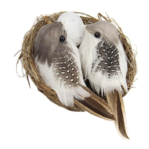 KONTONTY Simulierte Vogelnestdekoration Ornament Gartenverzierung Gartenschmuck Im Freien Klein Vogel- Gartenzubehör Künstliches Vogelnest Nester Vogelverzierung Vogelnest Feder von KONTONTY