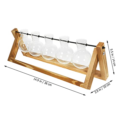 KONTONTY Vasen mit Holzständer Teilig Pflanzenterrarium für Hydrokultur Dekorative Pflanzenvermehrung im Wohnzimmer und Büro Transparent Robustes Design von KONTONTY
