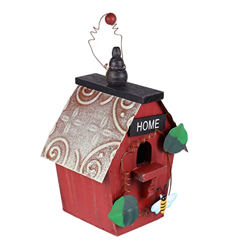 KONTONTY Pastoraler Garten Vogelhäuschen aus Holz für den Außenbereich rotes Metalldach exquisites Handwerk für Zuhause Büro Hochzeit KONTONTY Pastoraler Garten Vogelhäuschen aus Holz für den Außenbereich rotes Metalldach exquisites Handwerk für Zuhause Büro Hochzeit von KONTONTY