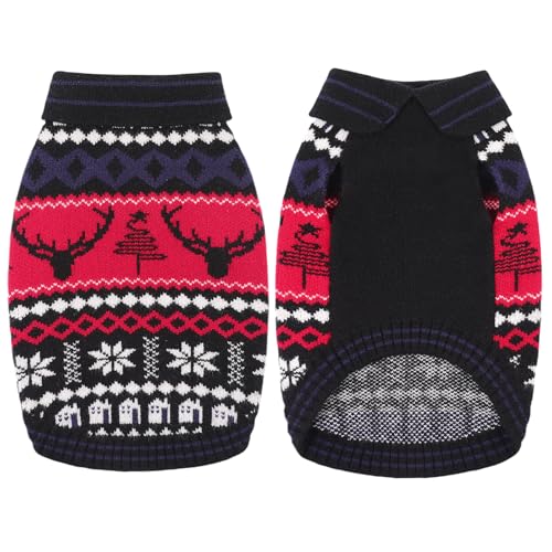 KONVINIT Grosse Hund Weihnachten Pullover Warm Xmas Sweater für Hunde mit Rentier, Schneeflocken & Tannenbaum Weihnachtshaustierkleidung Ideal für Winter von KONVINIT