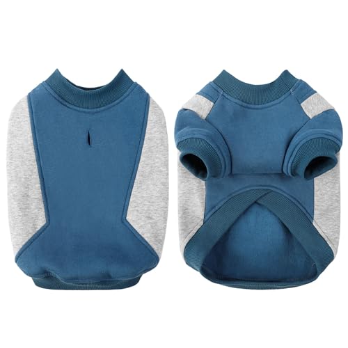 KONVINIT Hundepullover Fleece Hundemantel für Kleine Hunde Warm Hunde Pulli mit Loch,Hundehoodie für Welpen Kleiner Mittlerer Hund,Blue S von KONVINIT