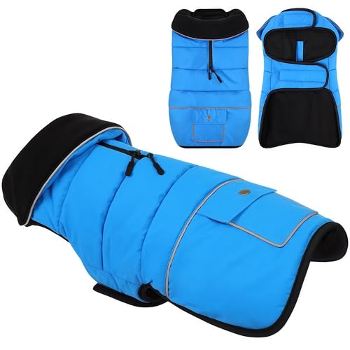 KONVINIT Hundemantel Wasserdicht Warmer Hundejacke Wintermantel für Hunde mit Fleecefutter, Wattierung & reflektierende Elemente,mit Storage auf dem Rücken von KONVINIT