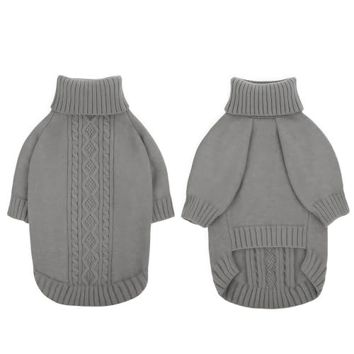 KONVINIT Hundepullover XS-2XL – Weicher, dehnbarer Strickpullover mit Zopfdesign, ideal für kalte Spaziergänge von KONVINIT