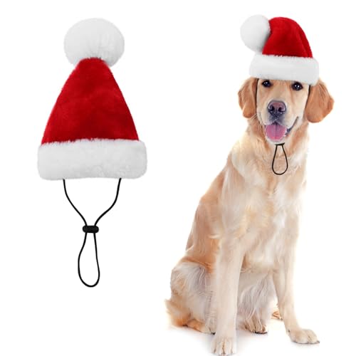 KONVINIT Weihnachtsmütze für Große Hunde, Nikolausmütze, Santa Mütze, Dog Christmas Costume, Hunde Geschenke Weihnachten, Rot, Größe L von KONVINIT