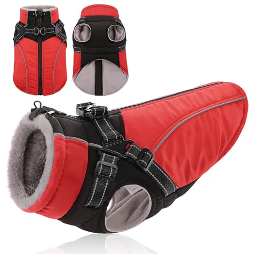 KONVINIT Wintermantel Hund Fleece Hundejacke Hundemantel mit Geschirr Reflektierende Mantel für Hunde Winterweste mit Gepolsterte für Mittelgroße Hunde,Size M KONVINIT Wintermantel Hund Fleece Hundejacke Hundemantel mit Geschirr Reflektierende Mantel für Hunde Winterweste mit Gepolsterte für Mittelgroße Hunde,Size M von KONVINIT